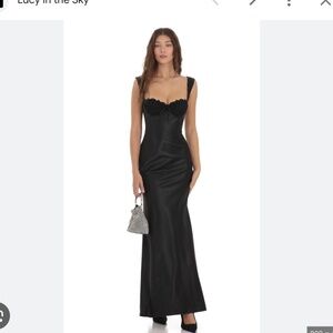 Lucy in the Sky Satin Lace-Bust Dress
